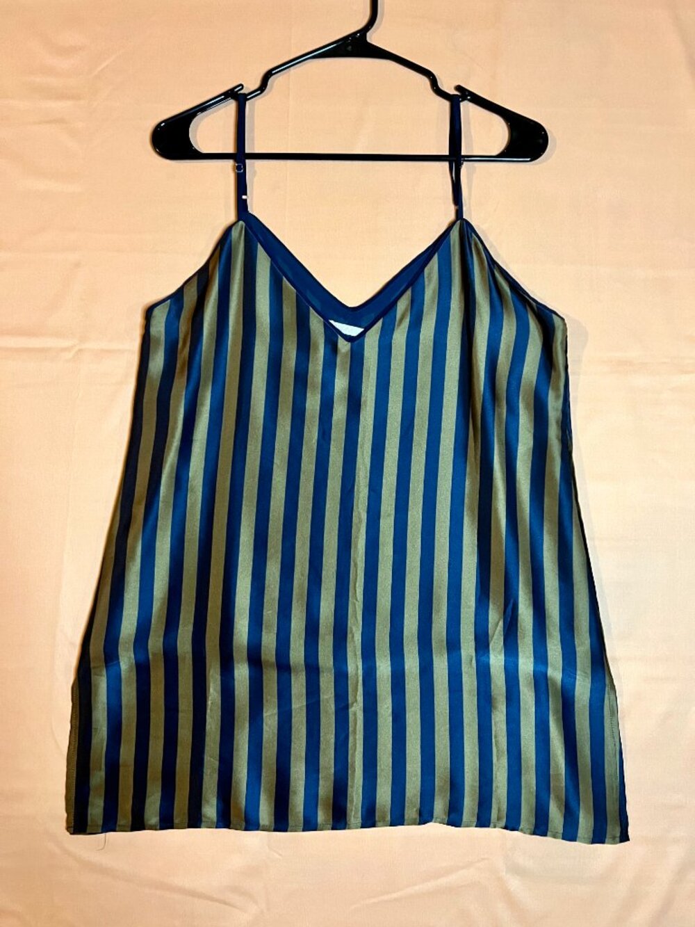 Gold Hawk Blue & Olive Striped Silk Cami - Picture 5 of 8